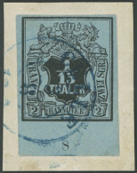 HANNOVER 4 BrfStk, 1851, 1/15 Th. Schwarz Auf Graublau, Unterrandstück Mit Reihenzähler 8, Blauer K2 CELLE, Prachtbriefs - Hanovre