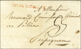 ARM DE CATALOGNE Rouge Sur Lettre Avec Texte Daté De Girone Le 31 Mars 1802 Pour Perpignan. - TB / SUP. - R. - Marques D'armée (avant 1900)