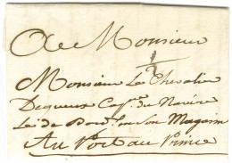 Lettre Avec Texte Daté De Mirbalay Le 11 Mai 1755 Adressée Au Chevalier Dequeux Capitaine Du Navire Le Bordeaux Au Port  - Poste Maritime