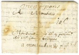 Lettre Avec Texte Daté 1686 Avec Indication De Port Pour Montauban. Au Recto, Mention Manuscrite '' Vien De Paris ''. -  - Sonstige & Ohne Zuordnung