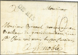 DE RIS (L N° 1) Sur Lettre Avec Texte Daté '' à Ris, Route De Fontainebleau '' Pour Grenoble. 1771. - SUP. - R. - Sonstige & Ohne Zuordnung