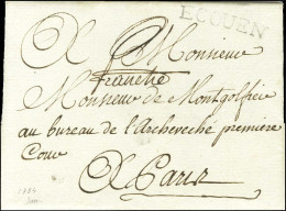 ECOUEN (L N° 2) + '' Franche '' (non Signalé) Sur Lettre Avec Texte Daté De Bouqueval Pour Paris. 1784. Première Pièce V - Sonstige & Ohne Zuordnung