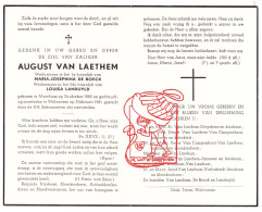 DP August Van Laethem ° Merchtem 1882 † Wolvertem Meise 1961 De Boeck Landuyld Meyskens Mariman Janssens Verhofstadt - Images Religieuses