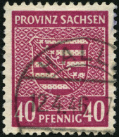 PROVINZ SACHSEN 84Yc O, 1945, 40 Pf. Dkl`bräunlichlila, Wz. 1Y, üblich Gezähnt Pracht, Gepr. Ströh, Mi. 110.- - Autres & Non Classés