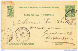 LUXEMBOURG 1897 ENTIER POSTAL CARTE, Cachet Dudelange - Stamped Stationery