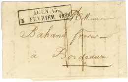 Cachet D'essai Encadré AGEN.45 / 5 FEVRIER 1828 Sur Lettre Pour Bordeaux. - SUP. - R. - Autres & Non Classés