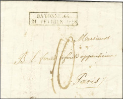 Cachet D'essai Encadré BAYONNE.64 / 21 FEVRIER 1828 Sur Lettre Avec Texte Pour Paris. - TB / SUP. - R. - Autres & Non Classés