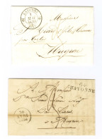 Lot De 2 Lettres 64 / BAYONNE Dateur A 30 AVRIL 1830 Sur Lettre Pour Tartas. L'autre Lettre De La Même Correspondance Av - Autres & Non Classés