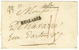 Lettre Sans Texte De Paris Pour Paris Datée 1825. Au Recto, Griffe RECLAMEE Noire (P N° 1929). - TB / SUP. - Autres & Non Classés