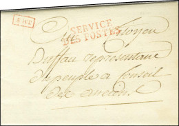 SERVICE / DES POSTES Rouge (S N° 8843) + ART Encadré (S N° 8860) Sur Lettre Avec Texte Daté De Paris Le 13 Messidor An 6 - Burgerlijke Brieven Zonder Portkosten