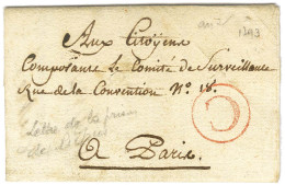 C Rouge Sur Lettre Avec Texte Daté De La Maison D'arrêt De Picpus Le 22 Frimaire An 2 Pour Le Comité De Surveillance à P - 1701-1800: Précurseurs XVIII