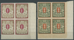 FREIE STADT DANZIG 100/1Xa  VB **, 1922, 50 M. Und 100 M. Großes Staatswappen, Wz. 2X, Je Im Rechten Unteren Eckrandvier - Mint