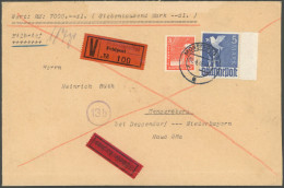 ALLIIERTE BES. 962b BRIEF, 1948, 5 Mk. Violettultramarin Vom Rechten Bogenrand Mit Zusatzfrankatur 8 Pf. Arbeiter Auf Po - Autres & Non Classés