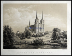 ROSKILDE (Roeskilde Domkirke), Die Domkirche, Lithographie Mit Tonplatte Von Alexander Nay Bei Emil Baerentzen, 1856 - Lithographies