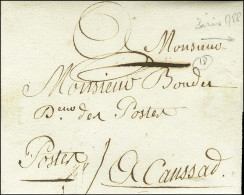 Contreseing De Franchise '' Postes '' (S N° 8547) Sur Lettre Avec Texte Daté De Paris Le 12 Janvier 1788 Pour Caussade.  - Lettres Civiles En Franchise