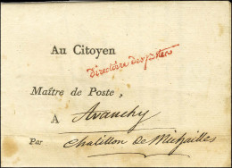 Directoire Des Postes Rouge (S N° 8553) Sur Lettre Avec Texte Daté De Paris Le 28 Août 1793 Pour Chatillon De Michailles - Lettres Civiles En Franchise