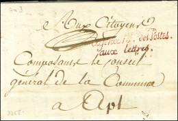 Agence Nale Des Postes / Aux Lettres Rouge (S N° 8564) Sur Lettre Avec Texte Daté De Paris Le 23 Ventose An 3 Pour Apt.  - Frankobriefe
