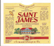 Etiquette  RHUM  Agricole élevé En Foudres SAINT JAMES - MARTINIQUE  -  Appellation D'origine Contrôlee -  40° 70cl - - Rhum