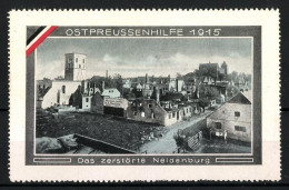 Reklamemarke Neidenburg, Zerstörter Ortsteil, Ostpreussenhilfe 1915  - Erinnofilia