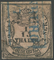 OLDENBURG 3III O, 1859, 1/15 Th. Schwarz Auf Mattbräunlichrot, Type III, Feinst (oben Spalt), Kurzbefund Berger, Mi. 320 - Oldenbourg