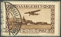 SAARGEBIET 159 BrfStk, 1932, 5 Fr. Flugpost, Prachtbriefstück, Gepr. Ney, Mi. 120.- - Autres & Non Classés