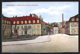 Künstler-AK Zweibrücken, Herzogstrasse Mit Bismarckdenkmal  - Zweibruecken