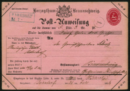 BRAUNSCHWEIG Braunschweig 1866, Postanweisung - Dienstformular In Rosa Mit Wertstempel 1 Groschen, A1, Type III/2, über  - Brunswick