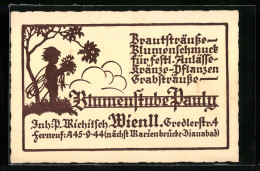 Vertreterkarte Wien, Blumenstube Pauly, Inh. P. Wichitsch, Gredlerstr. 4  - Non Classés