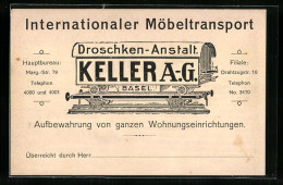 Vertreterkarte Basel, Internationale Möbeltransport, Droschken-Anstalt Keller A.G., Marg-Str. 79  - Sin Clasificación