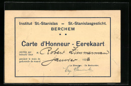 Vertreterkarte Berchem, Carte D_Honneur - Eerekaart, Institut St.-Stanislas, Rückseite Le Charbonnage - De Koolmijn  - Non Classés