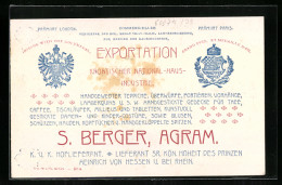 Vertreterkarte Agram / Zagreb, Exportation Kroatischer National-Haus-Industrie, S. Berger, K.u.K. Hofliferant, Tracht  - Sin Clasificación