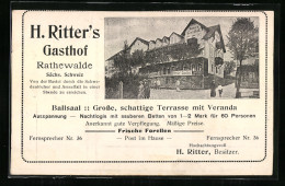 Vertreterkarte Rathewalde, Gasthof H. Ritter, Blick Auf Den Gasthof  - Non Classés