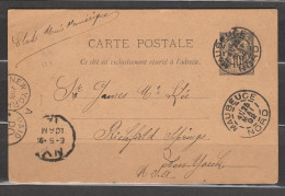 Entier Postal Carte Postale Type Sage Maubeuge Pour New-York  USA - Standard- Und TSC-AK (vor 1995)