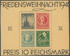 THÜRINGEN 103-06t **, 1945, Herzstück Block Weihnachten, Gelblichgraues Papier, Postfrisch, Pracht - Otros & Sin Clasificación