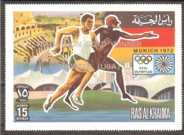 RAS Al KHAIMA Olympic Games-72  Set 1 Stamp Overpr. MNH - Other & Unclassified