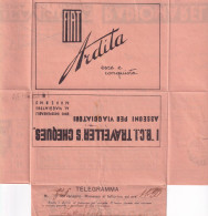 1933 ITALIA TELEGRAMMA CON  PUBBLICITA'  FIAT ARDITA - Cars