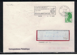 FAG  972 MARIN 4/11/1989 BICENTENAIRE REVOLUTION REGION MARTINIQUE SUR YT 2487 - Maschinenstempel (Werbestempel)