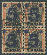 FREIE STADT DANZIG 16I  VB O, 1920 5 Auf 30 Pf. Mit Aufdruckfehler Aufdruck 5 Senkrecht Gespalten, Im Viererblock Mit No - Used