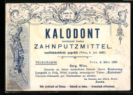 Vertreterkarte Wien, Kalodont Zahnputzmittel, Telegramm An Seine Kaiserliche Hoheit Erzherzog Leopold  - Non Classés