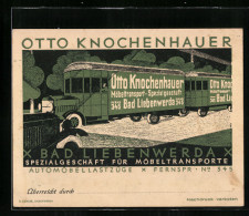 Vertreterkarte Bad Liebenwerda, Otto Knochenhauer, Spezialgeschäft Für Möbeltransporte, LKW Mit Werbung  - Non Classés