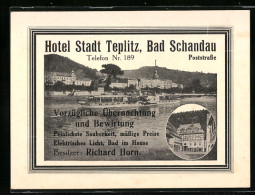 Vertreterkarte Bad Schandau, Hotel Stadt Teplitz, Inh. Richard Horn, Poststrasse  - Unclassified