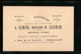 Carte De Représentant Versailles, Maison De Confiance, G. Flamand, Successuer De Lallemand, 7 Rue De La Paroisse  - Unclassified