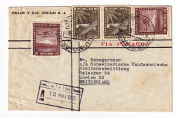 Registered Santiago 1955 Chile Chili Grace Y CIA Correo Aereo Zurich Switzerland Schweiz Air Mail - Chile