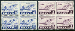 ICELAND 1951 Postal Service Anniversary Blocks Of 4 MNH (**).  Michel 273-74, SG 311-12 - Ungebraucht