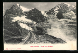 AK Jungfraubahn Fährt Am Eiger Und Am Mönch Vorbei  - Other & Unclassified
