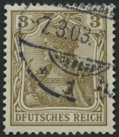 Dt. Reich 69I O, 1902, 3 Pf. Germania Mit Plattenfehler Erstes E In Deutsches Unten Ohne Querstrich, Pracht, Mi. 55.- - Oblitérés