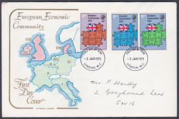 GB Great Britain 1973 Private FDC European Economic Community, Map, Europe, First Day Cover - Brieven En Documenten
