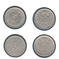 Allemagne  5 Pfennig 1913 G + 1914 A Type Ll, KM# 11, Deutsches Reich, - 5 Pfennig