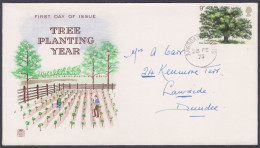 GB Great Britain 1973 Private FDC Tree Planting Year, Trees, The Oak, First Day Cover - Lettres & Documents