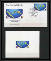 Nouvelle Calédonie épreuve De Luxe / Deluxe Proof + FDC Premier Jour Poste Aérienne N° 312 Carte Des Iles Logos - Non Dentelés, épreuves & Variétés